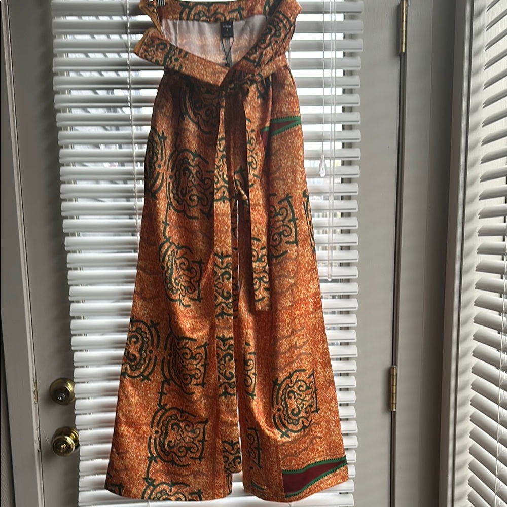 Stylish Orange Patterned Women's Pants